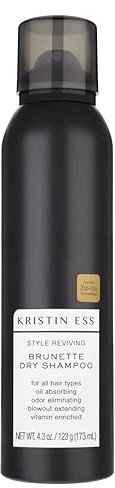 Kristin Ess Hair Brunette Dry Shampoo for Dark + Brown Hair with Vitamin C for all Hair Types - Oil Absorbing + Time Saving Dry Shampoo Powder Spray for all Hair Types, Vegan, 4 fl. oz.