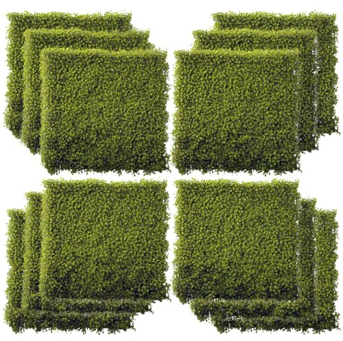 Outsunny Artificial Boxwood Wall Panels Faux Hedge 12PCS 50cm x 50cm | Grass Privacy, Fence Screen, Greenery Backdrop, Encrypted Milan Grass, Home Garden Backyard Balcony
