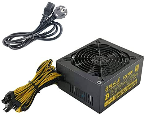MYENA 2000W ATX Puissance d'alimentation minière, 170-240V Active PFC PC PC Power Power pour 6/8 GPU ETH BTC RIG ETHERNET Miner, Ventilateur de Refroidissement Silencieux