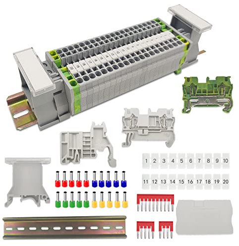 YUE QIN 20 Stück UK/2.5B Reihenklemmen Hutschiene Schienenanschlussblock- Kit Durchgangsklemme Kit Geeignet für Automatisierungsprojekte,Garage,DIY-Projekte Stromkreisumwandlung (Stil 1)
