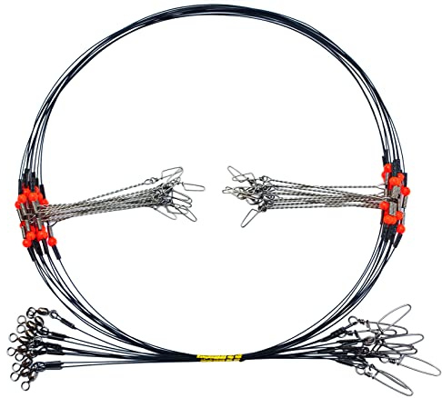 YOTO Fishing Tackle Leaders,Hi-Low Rig,Double Arms Saltwater Stainless Steel Leader with Swivels,High-Strength Fish Wire Gear Equipment, Fishing Gift