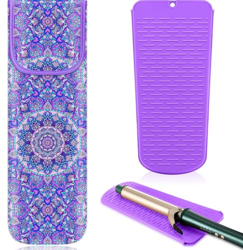 Shappy 2 Pcs Heat Resistant Curling Iron Flat Iron Travel Case,Nation