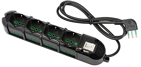 FANTON 481334-B Multi-uttag 4 bivalent eluttag för stora italienska pluggar - små och tyska 8 uttag Bivalent Italienska sidoströmsuttag för små/stora pluggar
