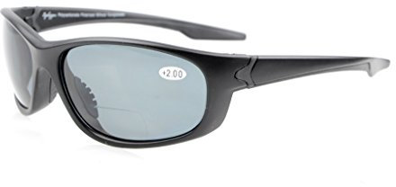 Eyekepper TR90 Unbreakable Sports Bifokal Sonnenbrillen Baseball Laufen Golf Angeln Fahren Softball Wandern (Matte Black Rahmen Grau Linse +2,00)