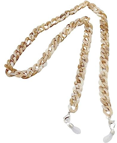 Bungsa Brillenkette Lanyard mamoriert aus Acryl Damen - in 3 verschiedenen Farben erhältlich (Beige)