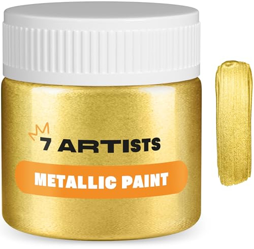 7 Artists Peinture Dorée Acrylique 50 ml – Haute Couverture avec Effet Pailleté pour Loisirs Créatifs & Arts | Peinture Acrylique Métallisée Tout Support pour Bois, Toile, Pierre & Argile