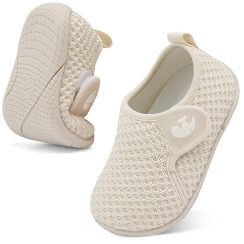 FEETCITY Toddler Barefoot Shhoes Baby Walking Shoes Kids Slip On Shoe Boys Girls Sport Sneakers Lightweight Tennis Shoe Beige