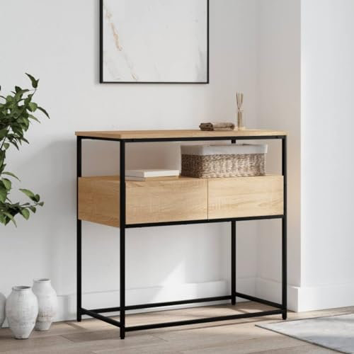 ZEYUAN Konsolentisch Sonoma-Eiche 75x40x75 cm Holzwerkstoff, Couchtisch, Console Table, Beistelltisch, Sideboard, Wohnzimmertisch, Couchconsole, Flurtisch - 834156