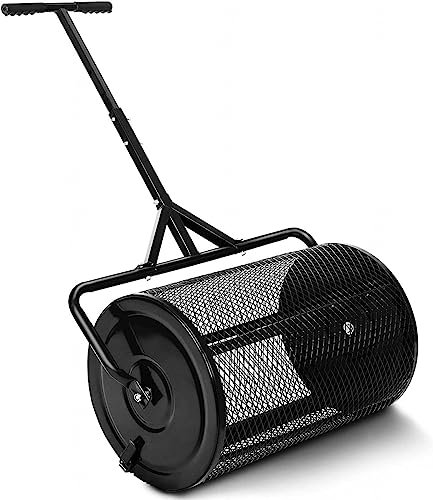 OSBELE Esparcidor de abono de 24 Pulgadas, esparcidor de turba y Musgo, esparcidor de estiércol de Malla metálica Liviana con Mango Ajustable en Forma de T para Plantar y sembrar, esparcidores de f