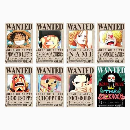 Anime Wanted Poster, 8 Stück Cartoon Comic Wandcollage Sets, Japanese Manga Vintage Kunstdrucke für Wohnheim, Wohnzimmer, Schlafzimmer Deko, 42 x 29 cm