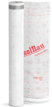Isolbau Unterspannbahn Dach SPB 100 SKS, 75 m² Rolle (1,5 x 50 m) - Dampfdurchlässige Unterdeckbahn mit 2 Klebestreifen - Selbstklebende Dachfolie 100 g/m² - witterungbeständig und wasserdicht