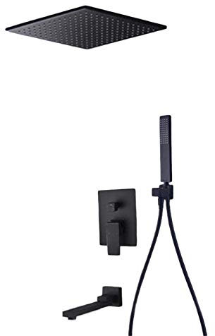 Unterputzarmatur Dusche Set, Regendusche mit Anti-Kalk-System mit Thermostat, Duschsystem Unterputz Komplettset für Modernes Badezimmer mit Thermostat, SAGGION, b, mit Wasserhahn