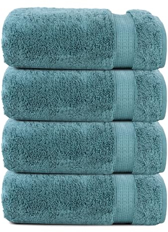 Organix - Juego de 4 toallas de baño de lujo (76 x 152 cm), 100% algodón egipcio de 700 g/m², ligeras y altamente absorbentes, toallas de secado rápido, perfectas para uso diario, larga durabilidad,