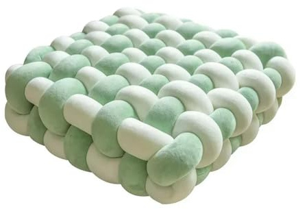 1 coussin carré noué oreiller esthétique nordique chaise de bureau coussin décoratif en peluche dormeuse noué à la main coussin blanc vert 30 x 33 x 12 cm