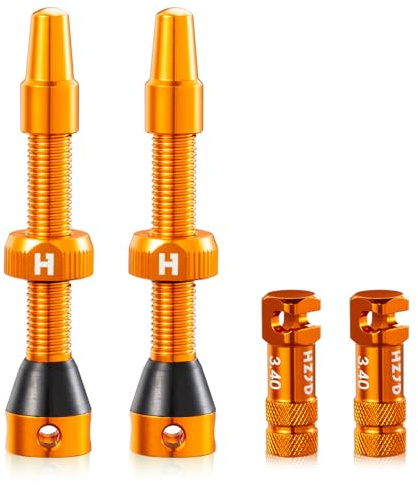 HZJD 2Pièces Valves Presta Tubeless, Orange, Fonction d'enlèvement des Rayons du Noyau intégré(44 mm)