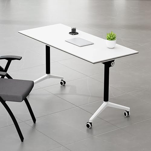 SDFVSDF Konferenztisch Klappbare Konferenztische mit Stahltischbeinen, Weiße Schreibtisch-Klapptische für Schulungsräume, Mobiler Seminartisch für Büro-Klassenzimmer(160x50x75cm)