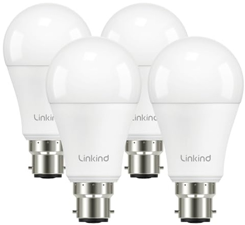 Linkind Bayonet Light Bulb 100w Equivalent, Daylight White 5000K, 13.7W 1600lm Super Bright B22d LED Bulbs, BC GLS Energy Saving Bulbs, Non-Dimmable, 4 Pack