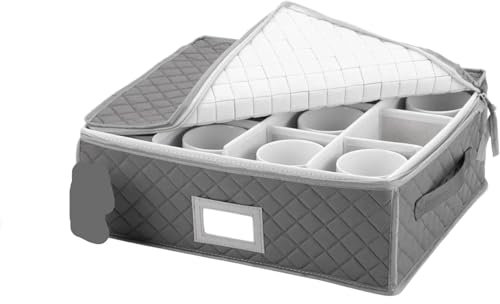 LSNNMU Caja para Copas De Vino Baúl de Almacenamiento de Tazas Estuche de Almacenamiento de Tela Acolchada Caja de Almacenamiento Organizador de Almacenamiento para Copas