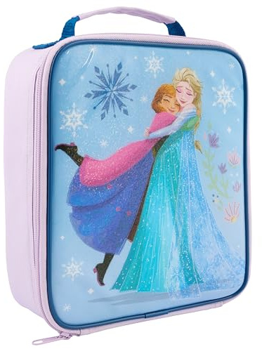 Disney Frozen Sparkle Kids Lunch Bag – Insulated Elsa and Anna Lunch Tote for Girls – Durable, Easy-Clean School Lunch Box with Secure Zipper and Carry Handle