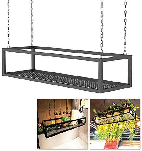 Ceiling Hanging Plant Shelves Flower Pot Stand Floating Suspended Shelving Kitchen Pot Pan Storage Rack Metal Iron Decorations Display Shelf Wine Glass Holder for Bar Living Room Flower Shop