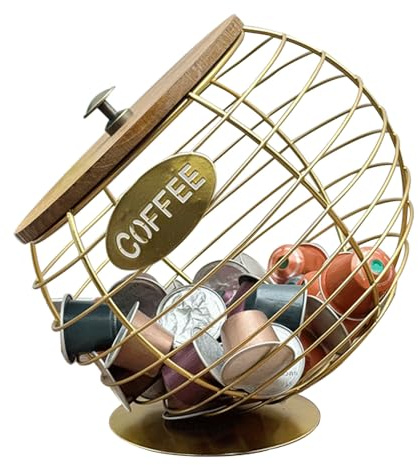 SINBINTA Coffee Pod Holder (Gold) | Large-capacity storage, Keeps countertop essentials neat and accessible, For coffee pods, filters and snack storage