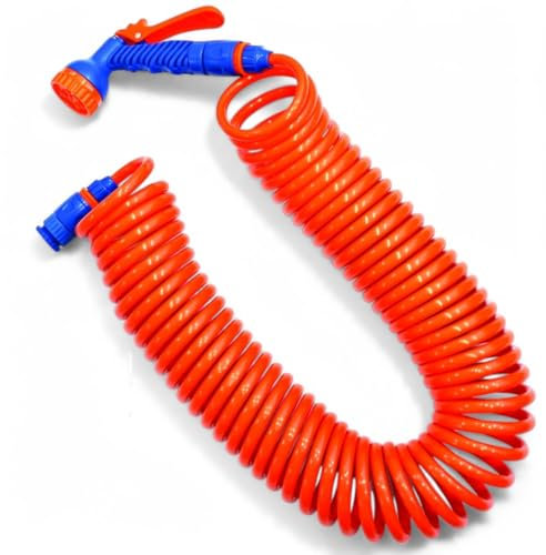 Briconess.com Spiralschlauch aus ABS, 15 m, in Blisterverpackung mit Wasserpistole und Anschlüssen 1/2 Zoll