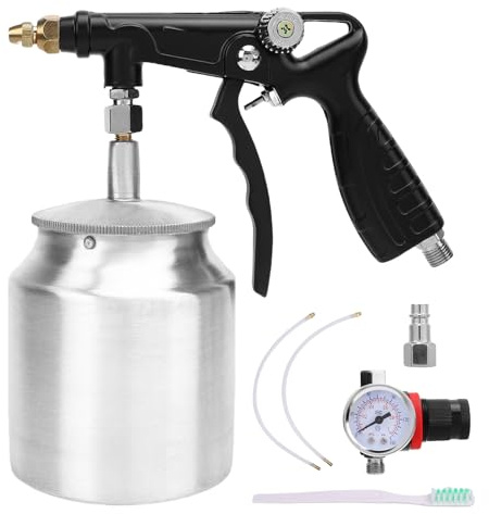 WODHMIEY Pistola de Pintura con Manómetro 750ml, Pulverizador Neumático 180PSI para Coche, Muebles, Paredes, Techos, Aplicación Profesional con Compresor y Depósito