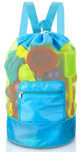 Sandspielzeug Tasche, Netztasche Sandspielzeug für Kinder, Ideal für Sandspielzeug & Wasserspielzeug, Wasserspielzeug Rucksack Beutel, Leicht & Atmungsaktiv, Perfekt für Strand und Urlaub