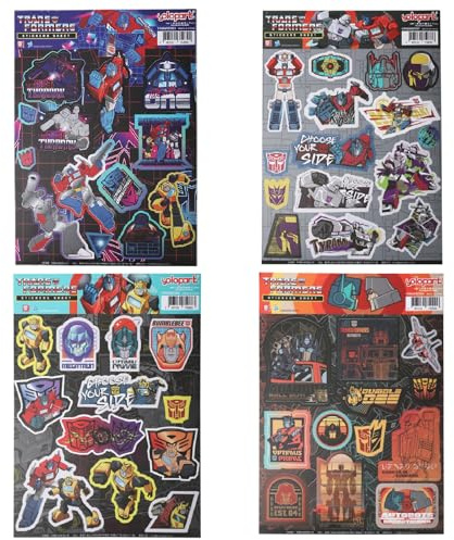 Transformers G1 Official 4-Pack Premium Stickers Set (21x29.7cm/A4 Size) - Removable High-Gloss Collectible Decals