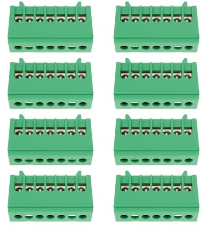 ECSiNG Lot de 8 Bornes de Protection 7 X 16 Mm² pour Montage Sur Rail DIN 35 Mm Vertes
