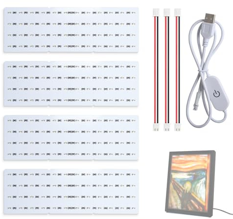 4PCS CMYK Lithophane LED Backlight Board Kit Compatible with Bambulab A1/A1 mini/P1/P2S/X1C/H2D Stampanti 3D,Kit Scheda Luminosa PCB con Cavo Alimentazione USB per Modelli Fotografici Stampati in 3D