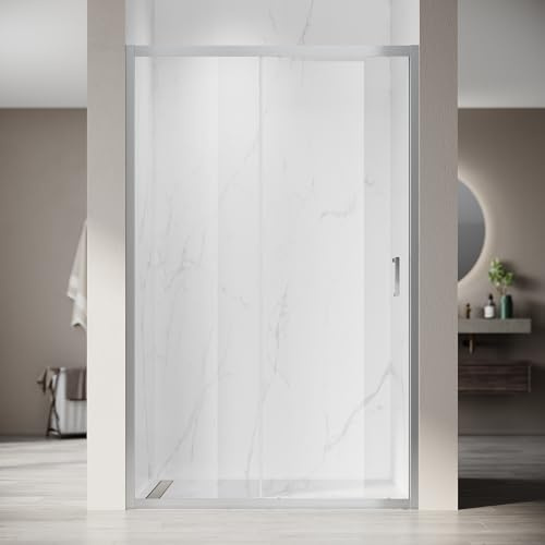 SONNI Duschkabine mit Schiebetür aus 5 mm ESG, 160x185 cm, silber