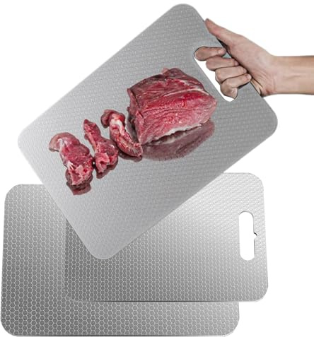 Tabla de cortar de cocina – Utensilios de cocina de acero inoxidable antideslizante – Tabla de cortar para alimentos, bandeja de servicio | para frutas, embutidos, queso, casa, apartamento