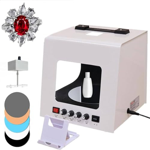 Professional Jewelry Photography Light Box Kit – Mini Portable Softbox Studio with 360° Turntable & 1kg Load Capacity for Small Items – Perfect for Photography & Video TB300