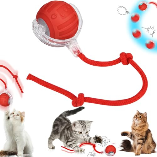 YOMOZEM Interaktives Katzenspielzeug Ball, Katzenspielzeug Elektrisch, 2026 Neu Katzenspielzeug Elektrisch mit Vogelgesang, Katzenball mit LED Licht 360° Smart Rolling Pet Ball Für Katzen