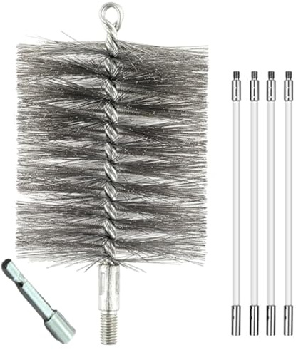 Uxsjakjsd Stainless Steel Cleaning Brush 50-Inch Long Tent Wood Burning Stove Pipe, and Chimney Cleaning Wire Brush