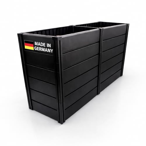 KHW Hochbeet Demeter XXL Schmal | 158×44×92 cm Garten Hochbeet | 588L Pflanzvolumen | 100% recycelter Kunststoff | wetterfest & UV-beständig | werkzeuglose Steckmontage | Anthrazit | Made in Germany