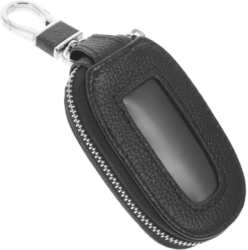 MUSISALY Estuche de Llave para Coche en Piel Ventana Abierta, Bolsa Portátil Negra, Diseño Práctico para Guardar Llaves de Vehículo y Uso en Desplazamientos Urbanos