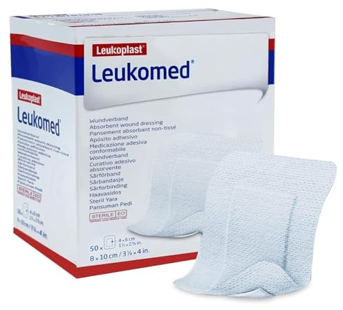 BSN Medical Leukomed 8x10 cm Steriler Wundverband Pflasterverband, Latexfrei Hautfreundlich, Medizinischer Verband für Professionelle Wundpflege & Wundversorgung, Einzeln verpackt 50 Stück