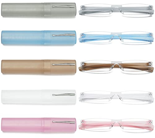 VEVESMUNDO Randlos Lesebrille mit Etui Damen Herren Mini Lesehilfe Sehhilfe Ohne Rahmen