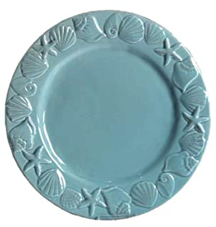 GICOS SRL Vassoio in Ceramica FRUTTIERA col. Blu 30 CM Decoro Marino Mare