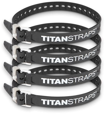 Titan Industrial Straps – Strong & Simple Tie-Downs for Construction (Welders, DIY Home) & 1st Responders – 3 Year Warranty, Batch Tested – 70 lb. Working Load, 25 Length, Black, 4-Pack
