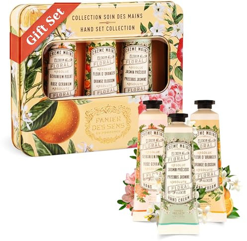 Panier des Sens - Gift Box for Women - Natural Hand Cream 3x30ml, Orange Blossom, Jasmine & Geranium - Gift for Her Made in France - Women's Gift Sets with 96% Natural Ingredients - Mini Hand Cream
