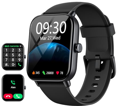 Smartwatch Herren Damen, 1,8 HD Uhren Herren mit Telefonfunktion, IP68 Wasserdicht Smart Watch Damen 110+ Sportmodi Fitnessuhr/Herzfrequenzr/Schlafmonitor Schrittzähler, Sportuhr für iOS Android