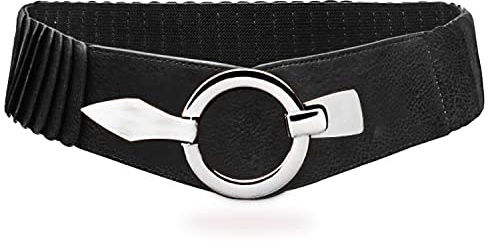 Gloop Damen Taillengürtel Elastischer gürtel 6cm breiter Hüftgürtel silberner Ring