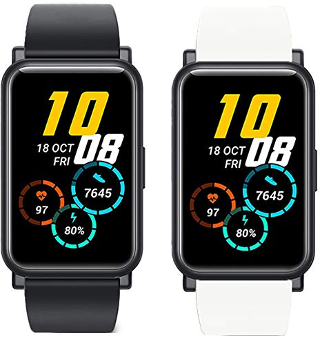 Compatible with Honor Watch ES Band, LvBu Silicone Replacement Wristbands Sport Strap with Metal Buckle for Compatible with Honor Watch ES Smartwatch (Black+White)