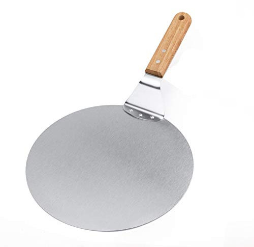 10(25.4 cm) Heavy Duty Pizza Lifter - Oversized Stainless Steel Cake Lifter with Wooden Handle, Pizza Peel Paddle for Baking Homemade Pizza, Pizza Pie Serving Tray Oven Spatula.