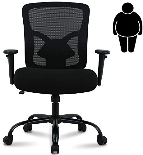 BestShop Big and Tall Office Chair, 400LBS Heavy Duty Computer Chair with Lumbar Support Ergonomic High Back Swivel Mesh Chairs Wide Seat Adjustable Armrest Modern Executive Chairs, Black