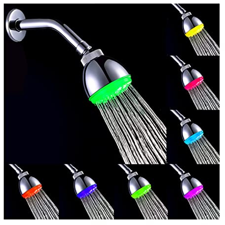 Ksunun Alcachofa de Ducha de 3.1 Pulgadas Cabezal de Ducha Lluvia de LED de Cambio Automático de 7 Colores Rociador de Ducha de Lluvia ABS de Alta Presión con Jets de ABS, Acabado Cromado