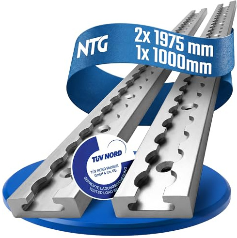 NTG Kit de Rails Airlin en Aluminium de Forme carrée 1-20 mètres - Rail Airlin de Forme carrée pour l'arrimage de la Charge - Percé & anodisé- Barre d'arrimage / 1 mètre & 2 mètres (5 mètres (1 mètre